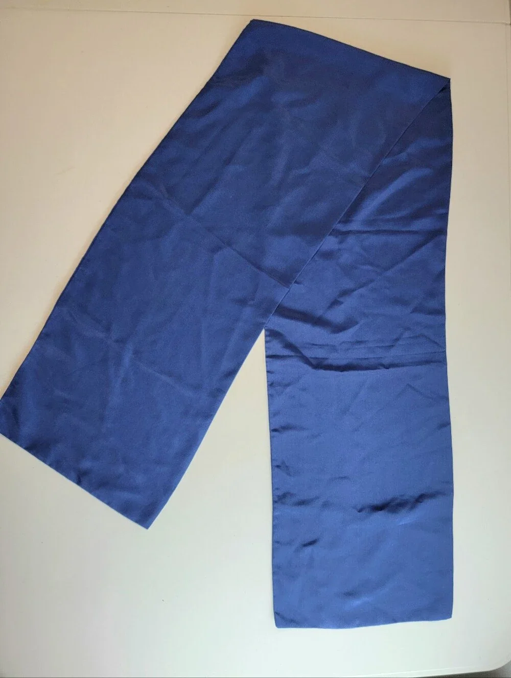 Vintage Winter Silks, Double Thickness 100% Silk Blue Scarf, 58.5